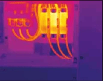 Examples of thermographic images showing points with bad connections